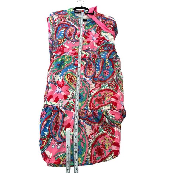 Boho Ladies Dress with Belt Paisley Pattern Lantern Sleeve Ruffle - Picture 7 of 8